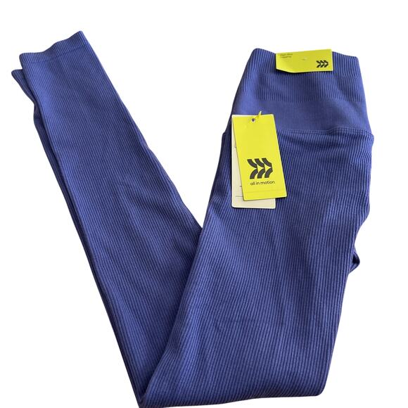 All in Motion Women's Cobalt Blue Rib Seamless Leggings - Size XS - NWT - Picture 1 of 9